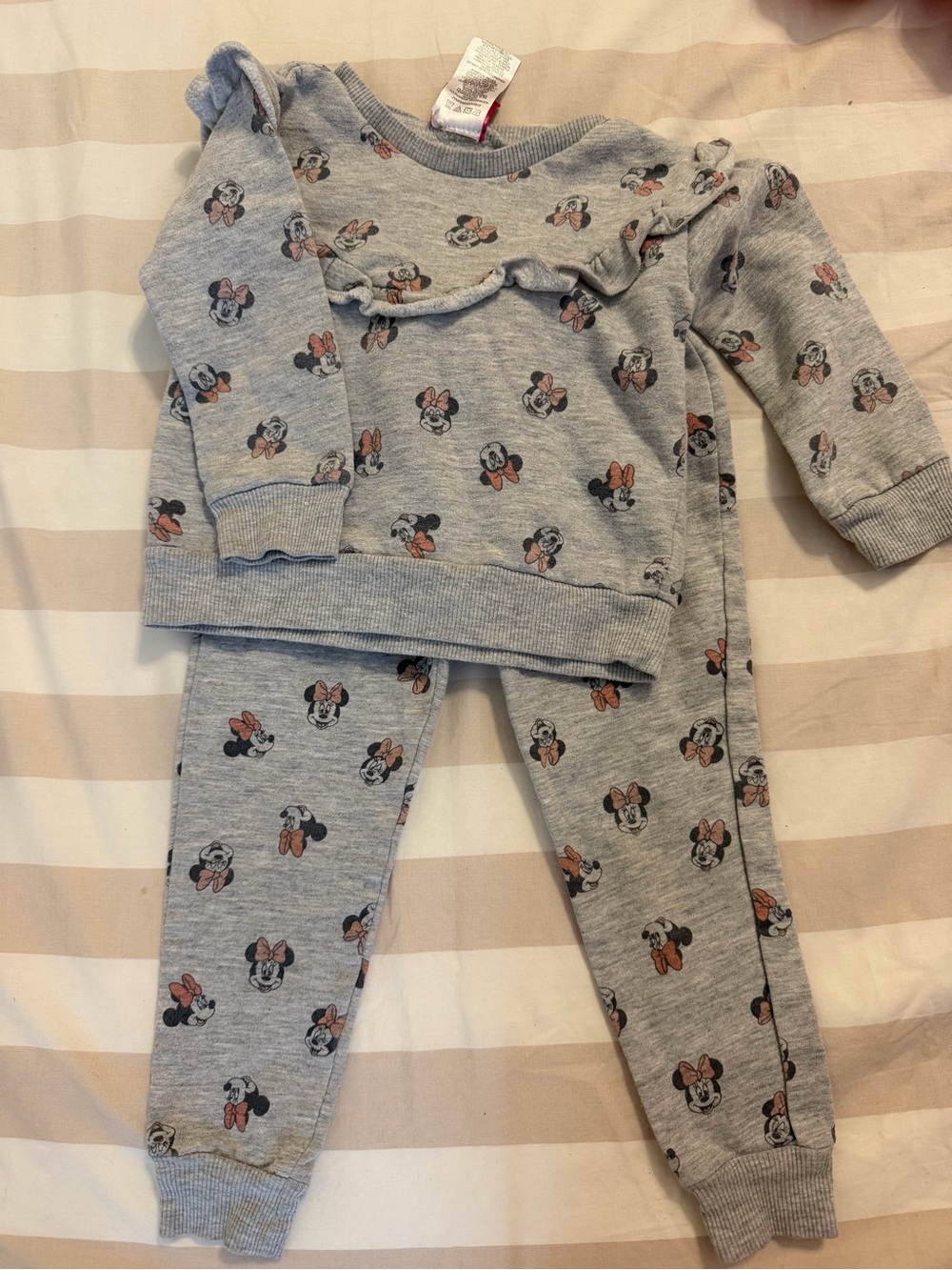 3T Grey Disney Minnie Mouse Ruffle Sweatshirt & Jogger set